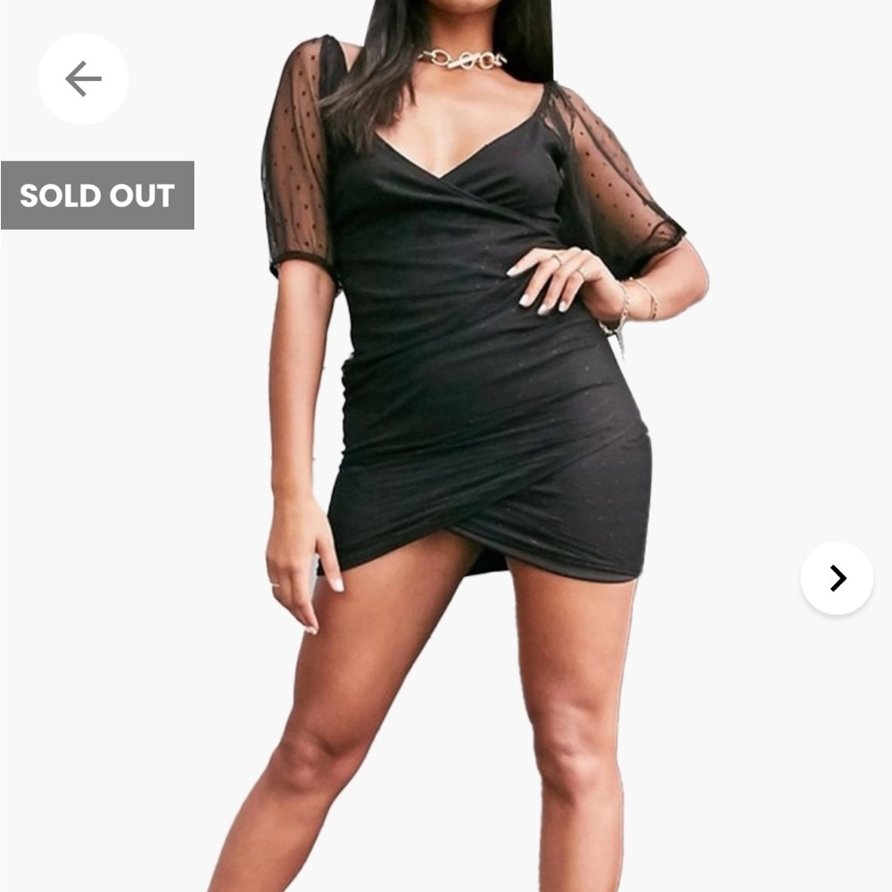 ASOS Dobby Mesh Dress Black